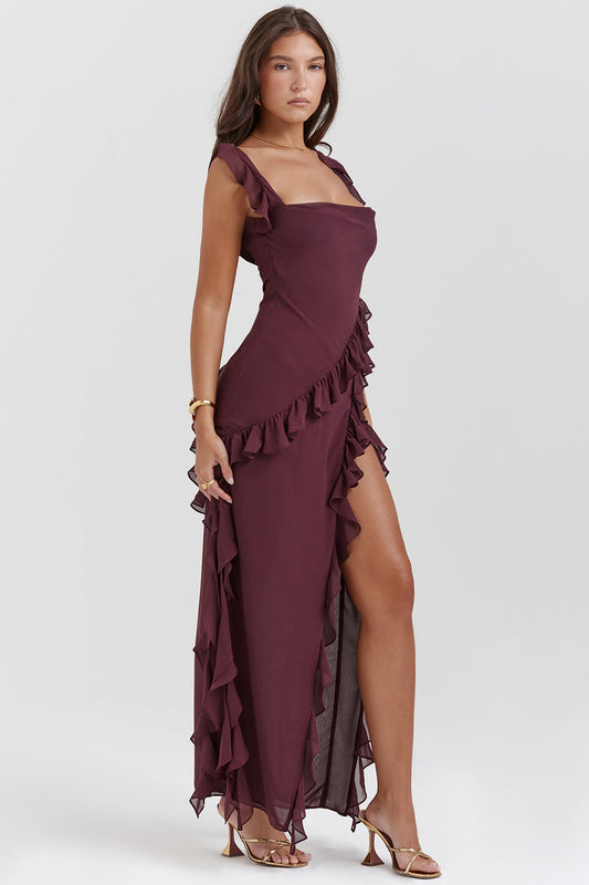 Rosalie | Long Dress with Ruffles and Opening