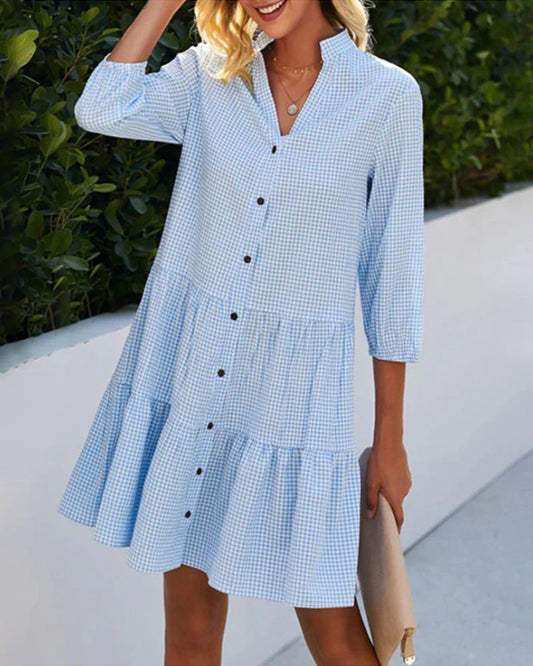 Luna | Flowy Button-Down Dress with Tiered Skirt