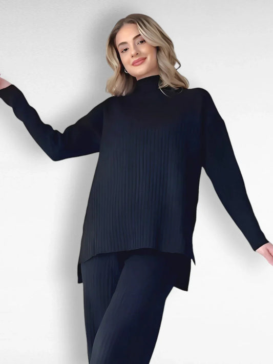 Eva | Chic Ribbed Sweater and Trousers Set