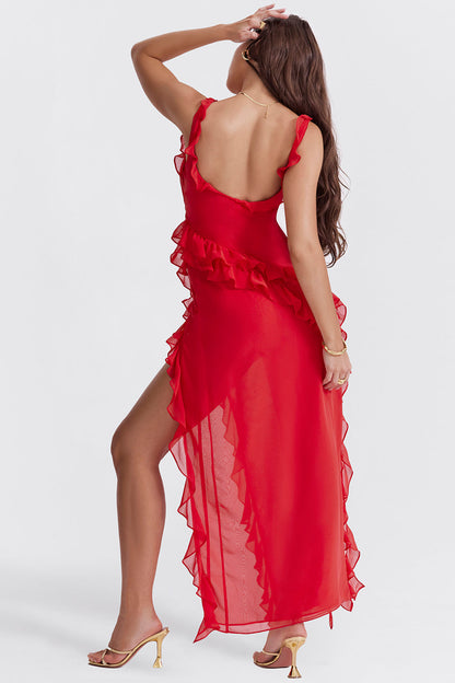 Rosalie | Long Dress with Ruffles and Opening