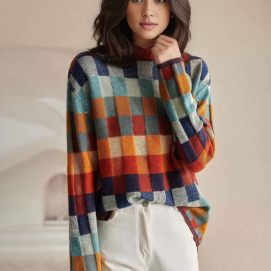 Maya | Couture Patchwork Turtleneck Sweater